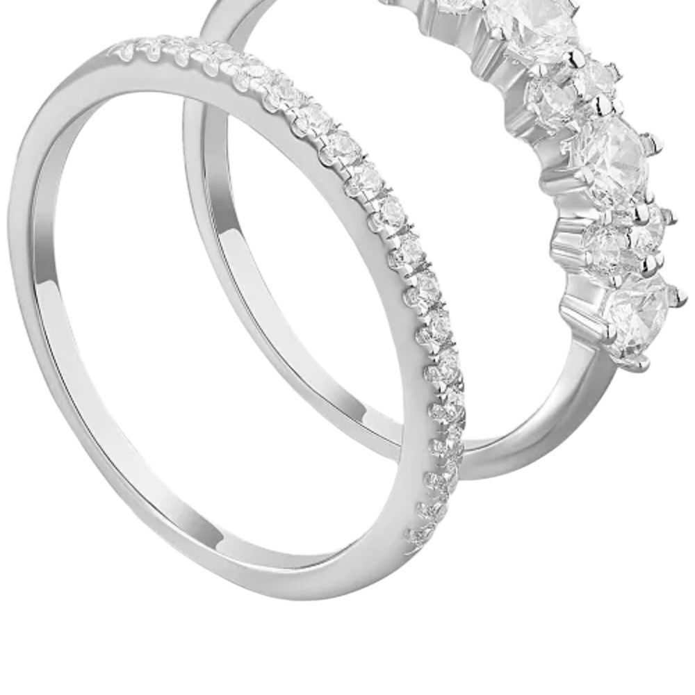 Giani Bernini Sterling Silver Cubic Zirconia Ring Set size 8